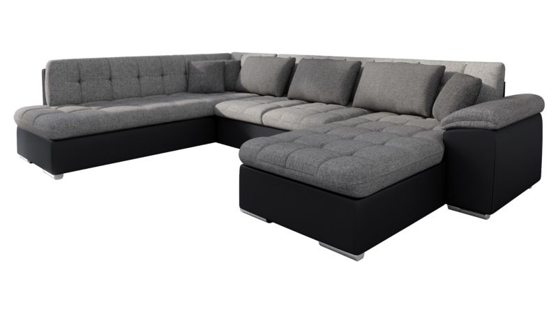 Narożnik z funkcją spania MIRJAN 24 Niko Sale prawy czarna ekoskóra +szary + grafitowy 1 szt.