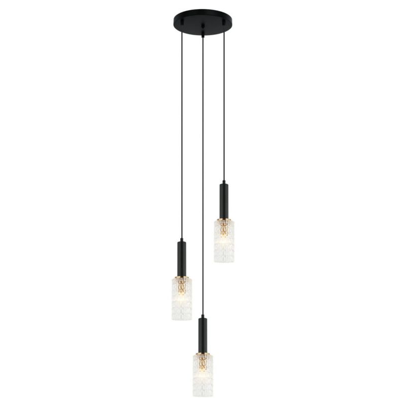 Lampa wisząca Italux Perola czarno-złoto-przezroczysta do salonu 3xE14 x 40W 1 szt.