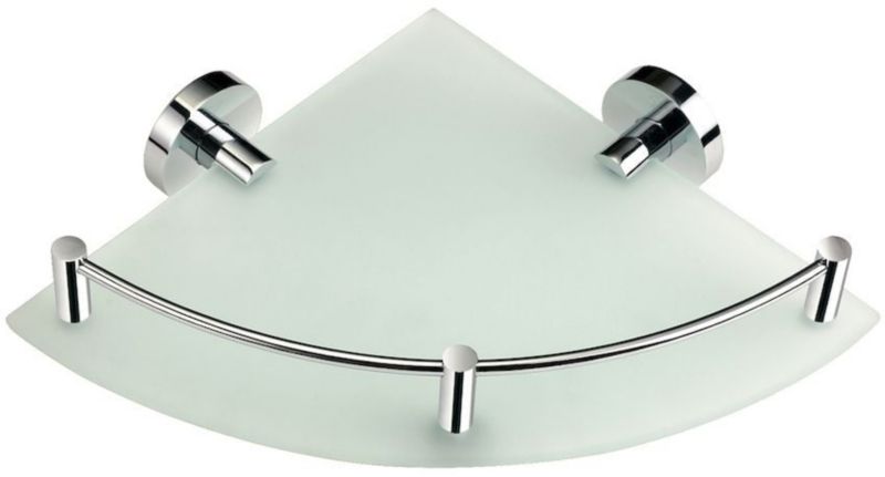 Półka łazienkowa narożna Stella Classic 25 cm, szkło matowe, chrom, ścienna, 1 szt.