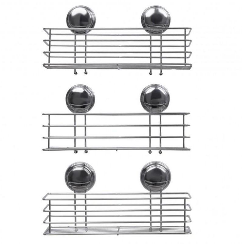 Zestaw łazienkowy Yoka Home srebrny - 3 x półka łazienkowa - 1 szt.