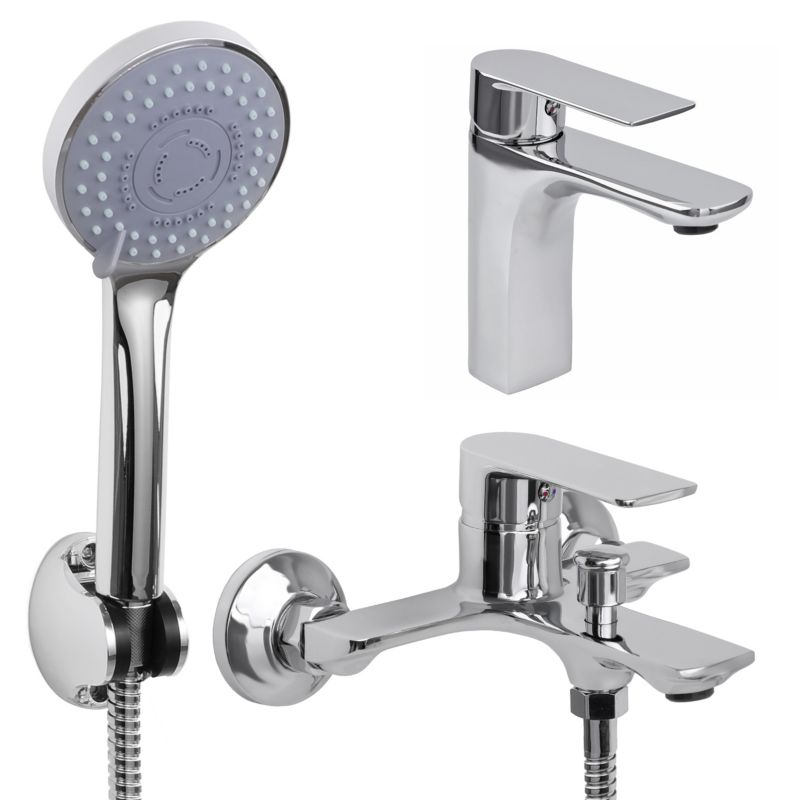 Zestaw baterii łazienkowych REMI - YOKA HOME umywalkowa wannowo prysznicowa chrom - 1 szt.