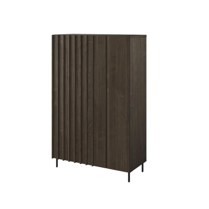 Komoda dwudrzwiowa Bettso Piemonte ryflowana na metalowych nogach jesion portland czarny 1szt.