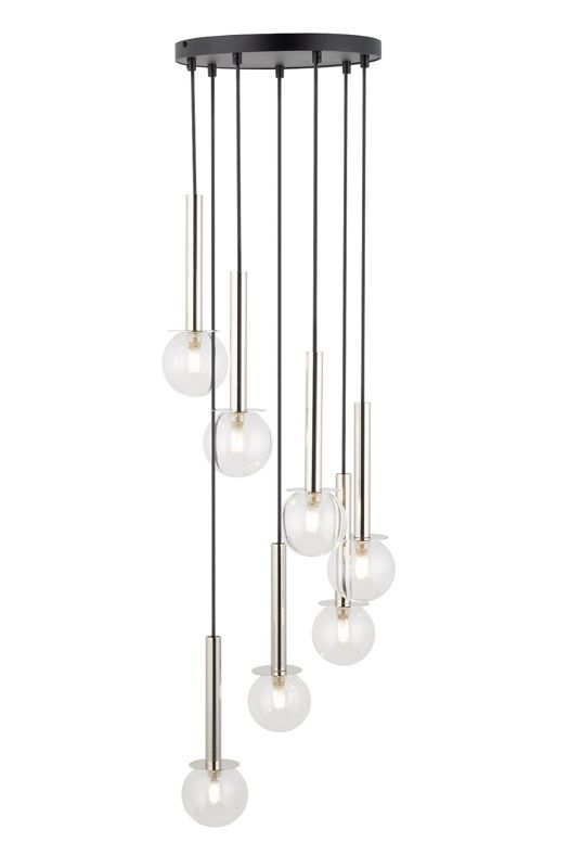 Lampa wisząca Sigma Lighting Daisy 6685 czarno-srebrna-przezroczysty minimalistyczna 7xG9 x 1 szt.