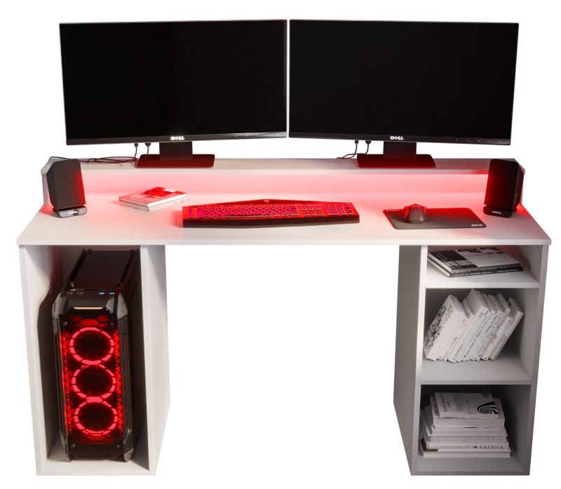 Biurko gamingowe Abiks GAMER 1 biały + LED 1 szt.