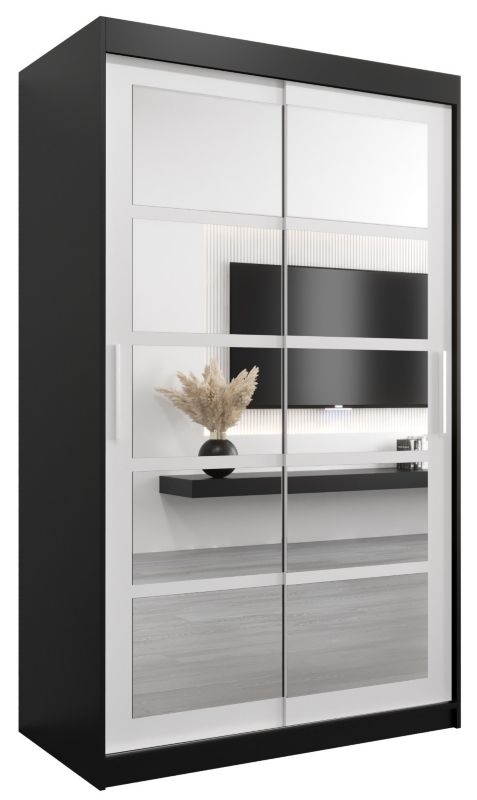Szafa przesuwna Abiks ROMA 2 120 czarny mat + biały mat 1 szt.