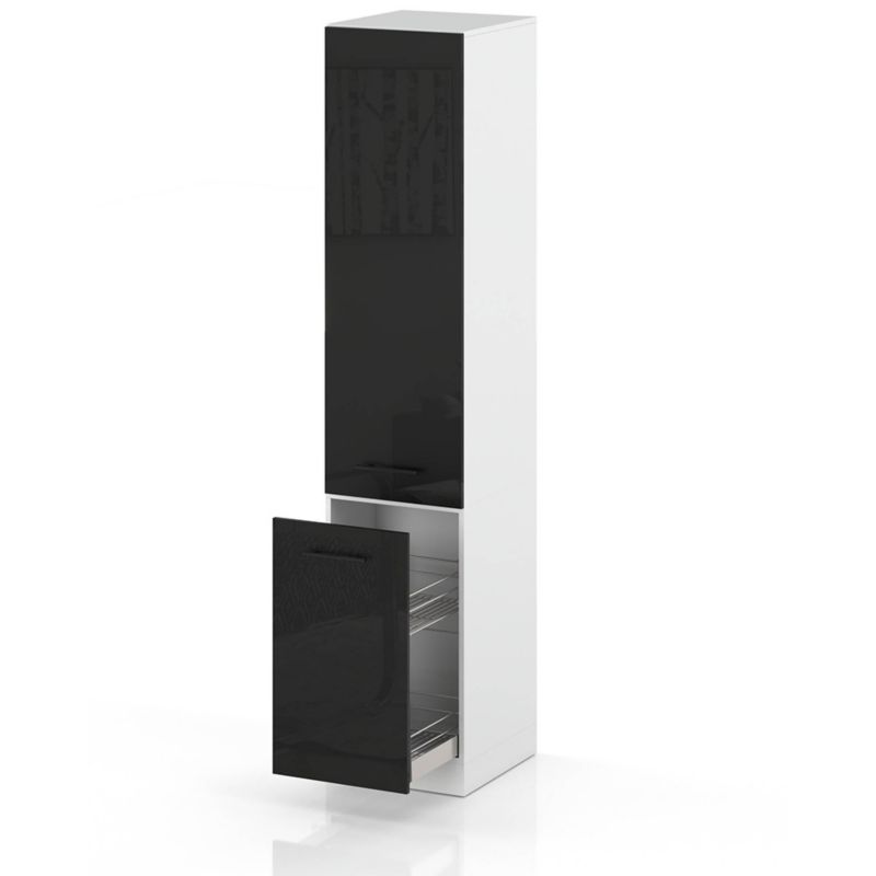 Szafka Kuchenna Hurtownia-Mebli Stojąca Cargo S40 CARGO sPremium 40cm Biały Mat Czarny Połysk 40x58x211 cm 1szt.