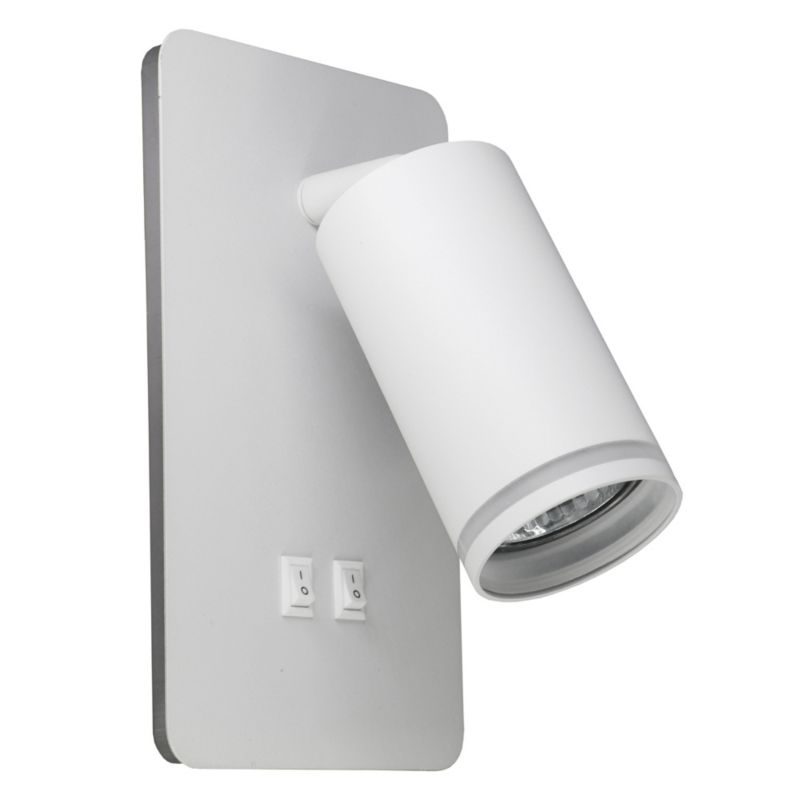 Kinkiet ścienny Polux Paris biały z włącznikiem 2 x GU10 x 6W IP20 wym: 18,5 x 10,5 x 8,5 cm - 1 szt.