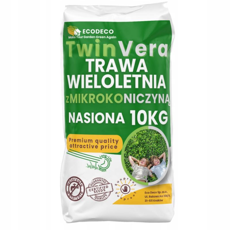 Nasiona trawy Eco Deco 10 kg 400 m2 z mikrokoniczyną odporna na deptanie wieloletnia 1 szt.