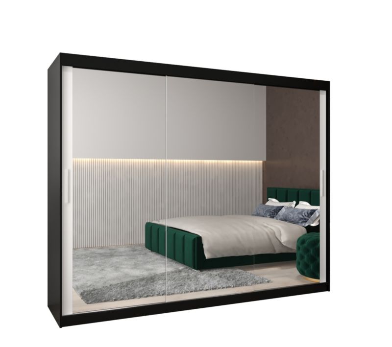 Szafa przesuwna Garderoba Abiks Tokyo 3 250 czarny + biały 1 szt.