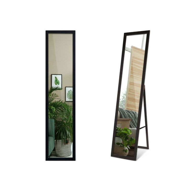 Lustro Stojące Tulup 156x36 cm Czarna Prosta Rama Ozdobne do Makijażu Łazienki 1 szt.