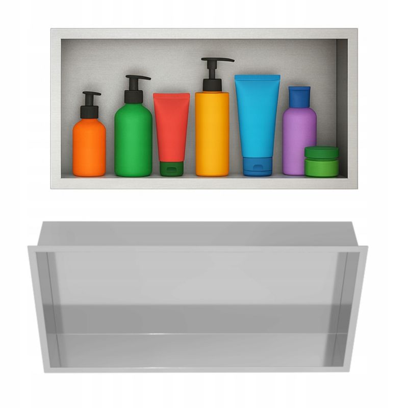 Półka łazienkowa wnękowa Estiva FALEZA Silver 60x30x10 cm srebrna 1 szt.