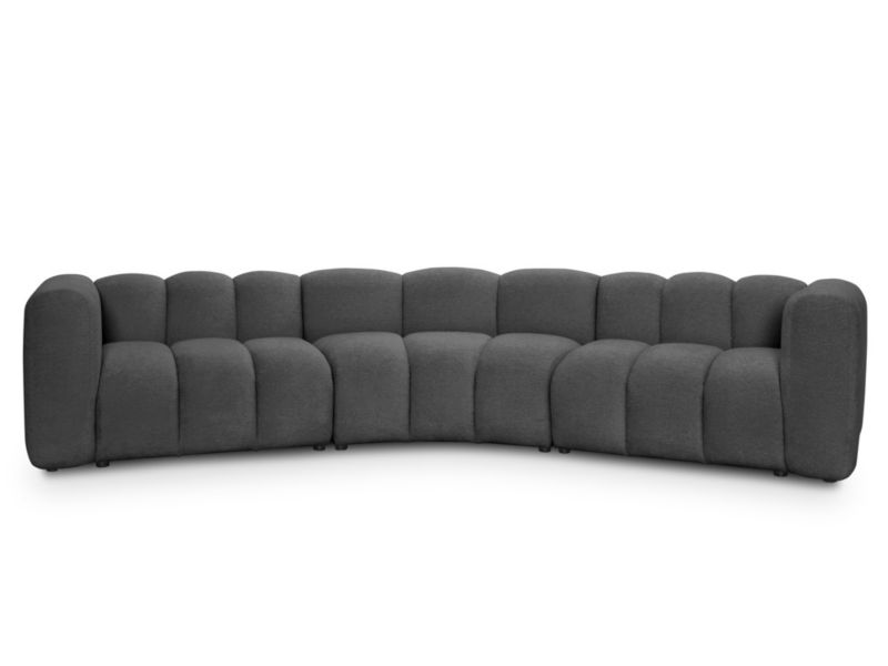 Modułowy narożnik LaMiaSofa NAPOLI z tkaniny szenilowej 375x170 cm ciemny szary 1 szt.