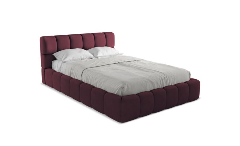 Łóżko LaMiaSofa Nalu z tkaniny szenilowej 140x200 bordo 1 szt.