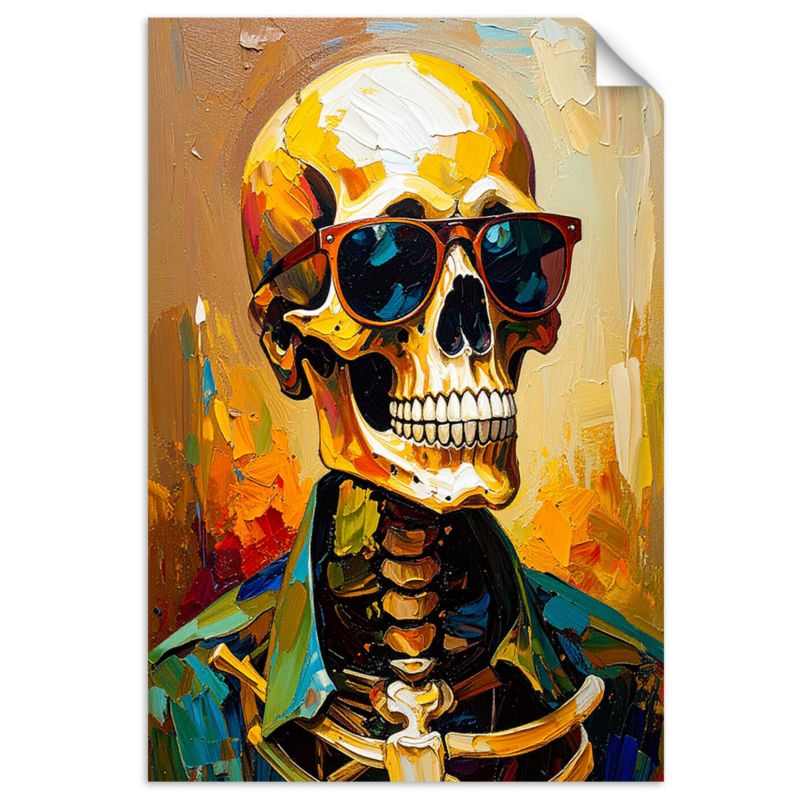 Naklejka na ścianę do pokoju młodzieżowego Feeby Kolorowa Czaszka w okularach 40x60cm 1szt