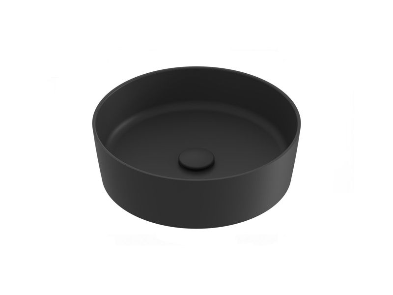 Okrągła umywalka ceramiczna nablatowa Ravak Uni Slim 400 cienkościenna czarny mat 1szt