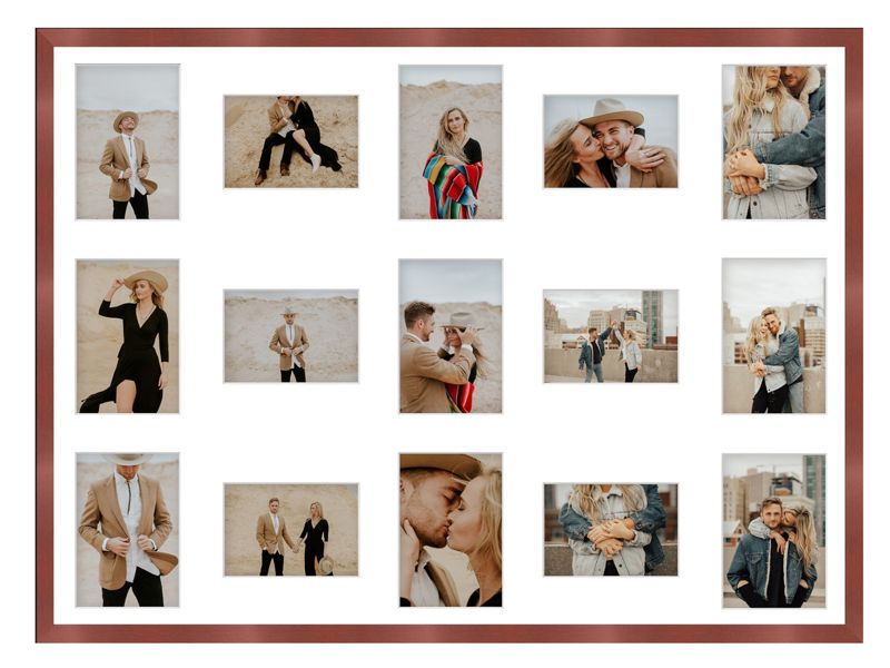 Ramka na 15 zdjęć Hekla 60x80x15 MDF galeria różowe złoto 1szt.