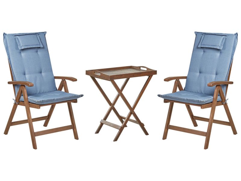 Zestaw mebli balkonowych Z poduszką Amantea Drewno Niebieski 1 kpl