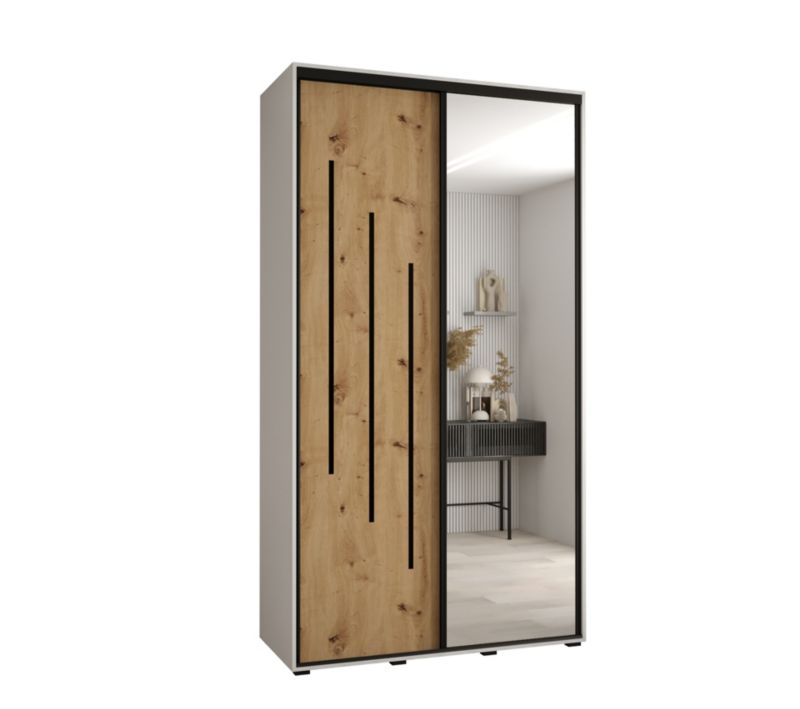 Szafa przesuwna Abiks DAVOS 9 wysoka szer.140cm gł.45cm biały/artisan/czarny 1szt.