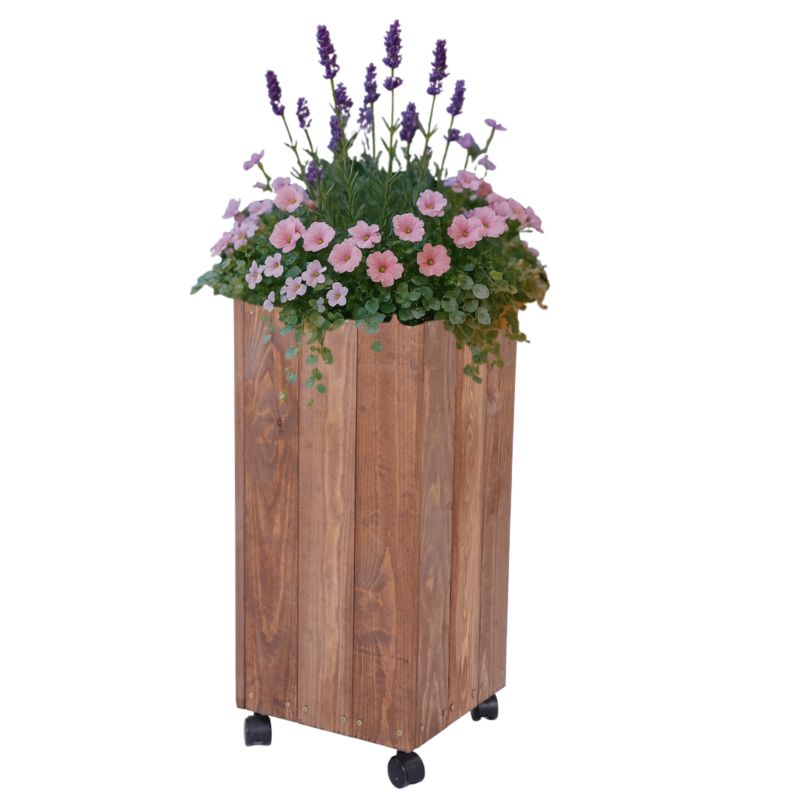 Donica drewniana MODO24 66x28x28 cm impregnowana brązowa na kółkach 1 szt.