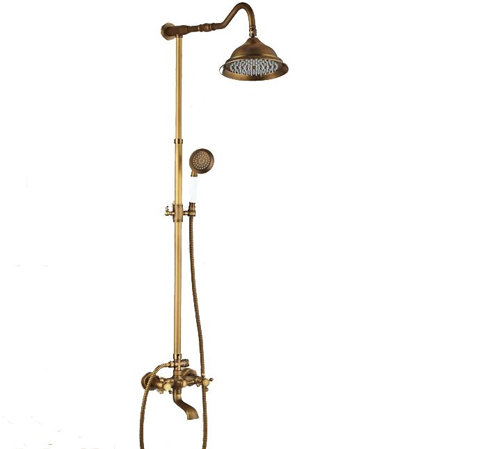 Bateria prysznicowa Lauferi MASSALIA mosiężna z deszczownicą szczotkowany mosiądz retro 1 szt.