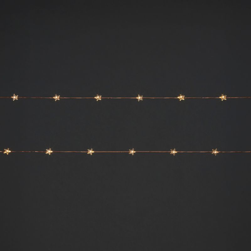 Lampki 20 LED na baterie miedziane gwiazdki