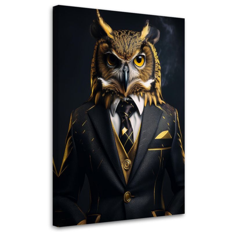 Obraz na płótnie Feeby Sowa Ptak w garniturze 70x100cm 1szt