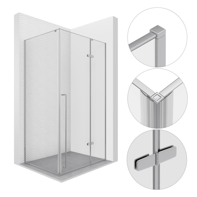 Kabina prysznicowa 100x100 kwadratowa uchylna ILEX SEVANTE chrom 1 szt.