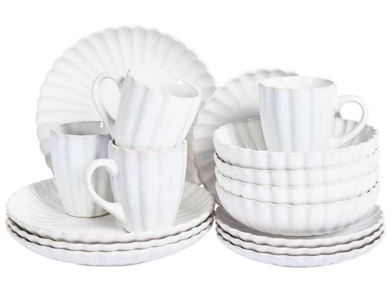 Zastawa stołowa 16-częściowa Nettle Kamionka Złamana biel 1 kpl