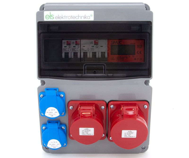 Rozdzielnica elektryczna ELS Elektrotechnika 11NO22C11C1L 2x230V 32A/5P 16A/5P IP44 zabezpieczenia C16, licznik energii 3F, 1 szt.