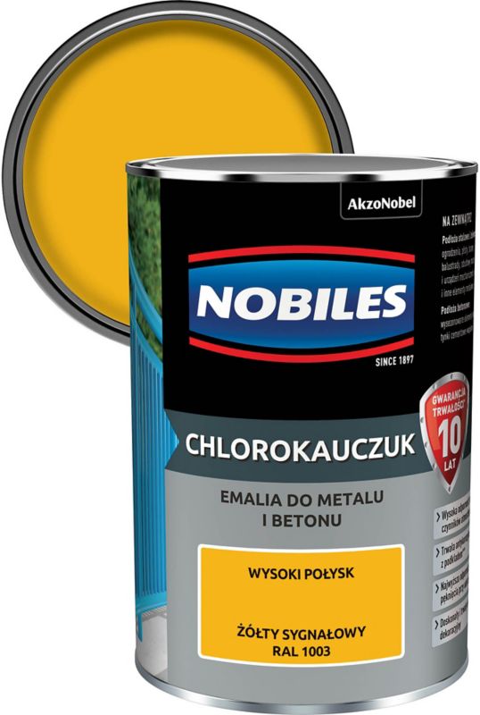 Emalia chlorokauczukowa Nobiles do metalu i betonu żółty sygnałowy 0,9 l