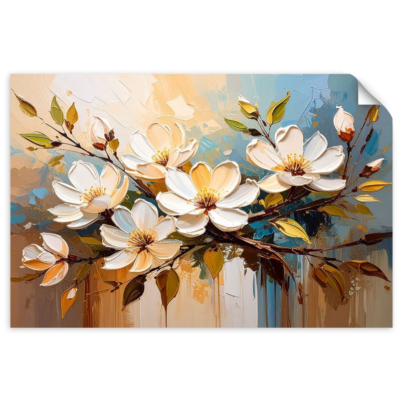 Naklejka na ścianę Feeby Białe Kwiaty Gałązki Natura 120x80cm 1szt