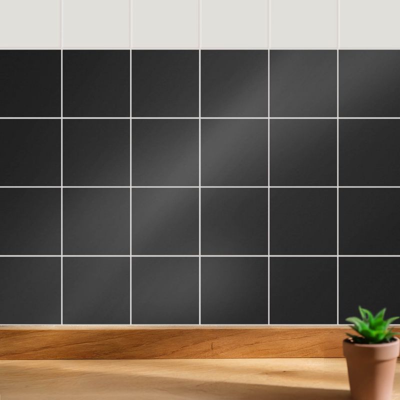 Naklejki na płytki Wallfluent 10x10 cm Kolor Czarny szybka renowacja 24 szt.