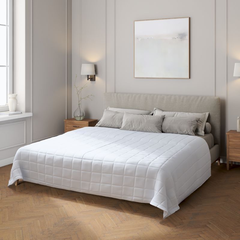 Narzuta pikowana w kratę Dekoria 100 x 160 cm pastelowy niebieski 1 szt.