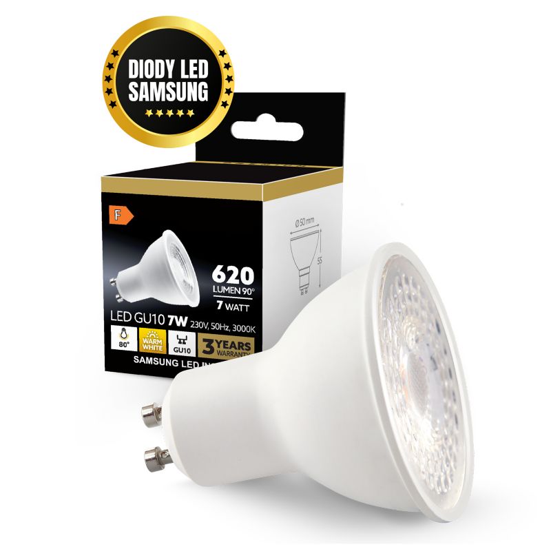 Żarówka LED GU10 7W Kobi Premium barwa ciepła 3000k 5szt.