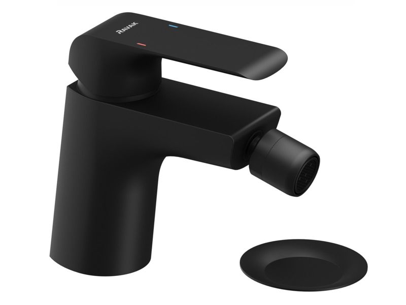 Bateria bidetowa stojąca Ravak Flat FL 055.20 121 mm z korkiem, czarna 1 szt