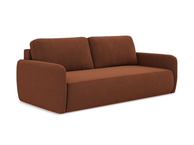 Kanapa 3-osobowa z funkcją spania LaMiaSofa CORLE z tkaniny strukturalnej 218x102 cm terakota 1 szt.