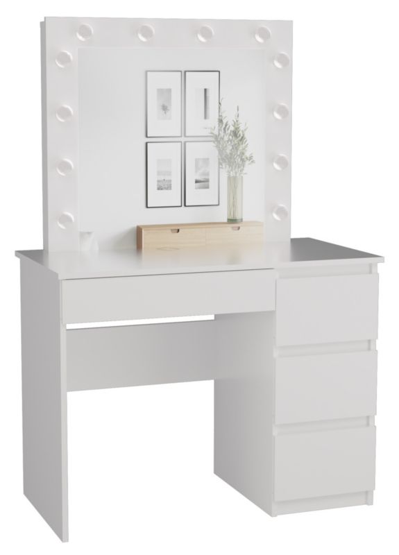 Toaletka Kosmetyczna Topeshop z Lustrem Marina z Biurkiem Mijas Prawe Biel 51x98x146 cm 1 szt.