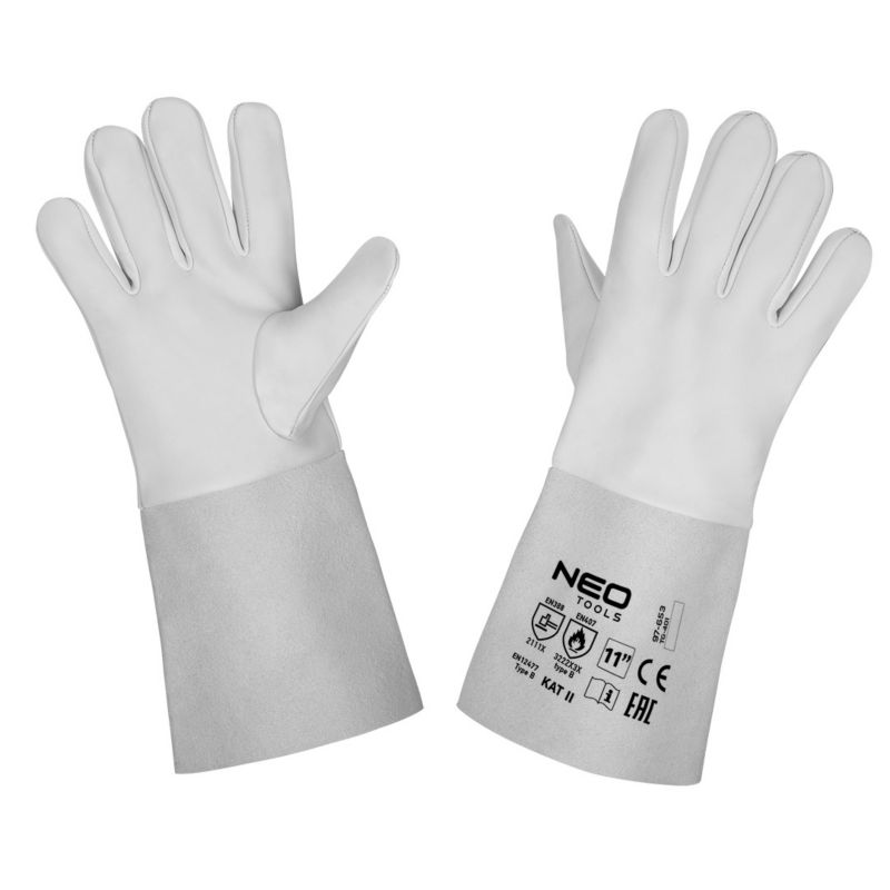 Rękawice spawalnicze NEO TOOLS skóra kozia rozm. 11 szare 1 para