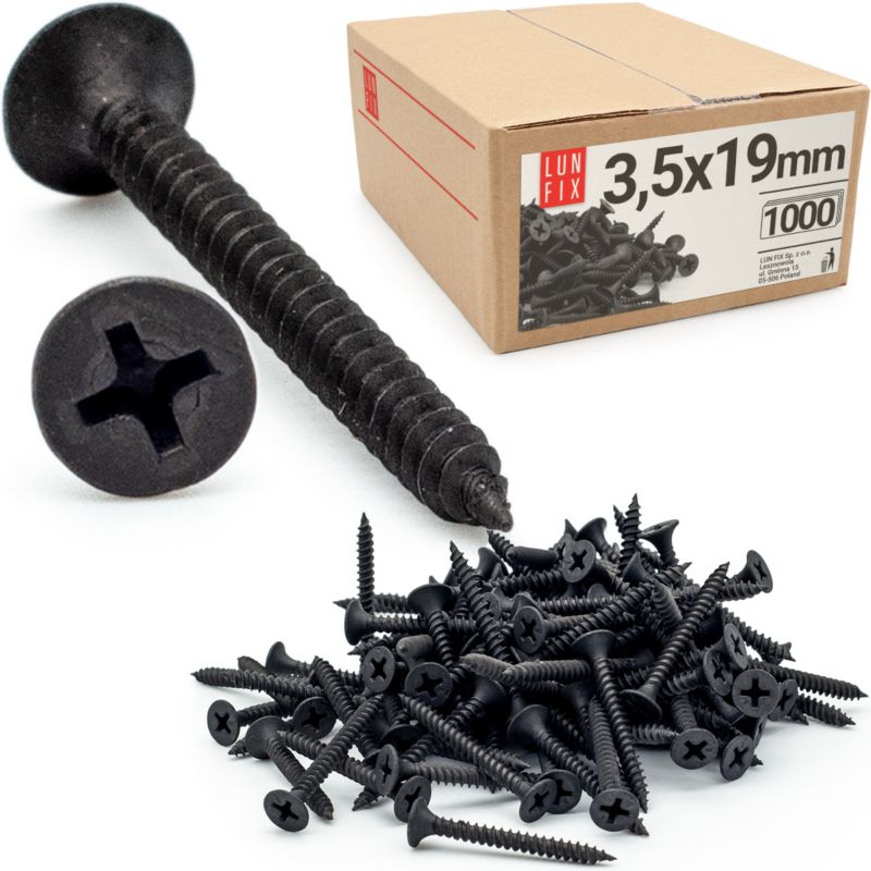 Wkręty do kartongipsu Lun Fix do metalu 3,5x19mm 1000szt.