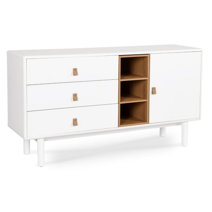 Komoda Castillo 140 cm Mebel Elite z Szufladami i Półkami Biała 1 szt