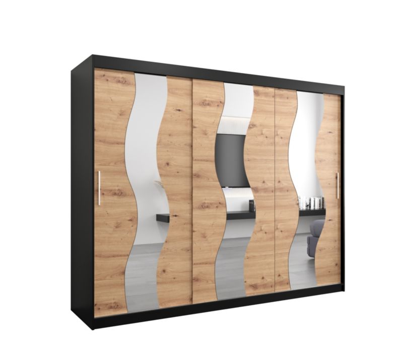 Szafa przesuwna Abiks SEWILLA czarny mat + dąb artisan 1 szt.