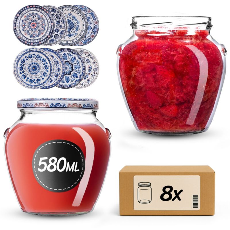 Słoiki na przetwory 580ml + wieczka "Bolesławiec" 82mm 8szt.