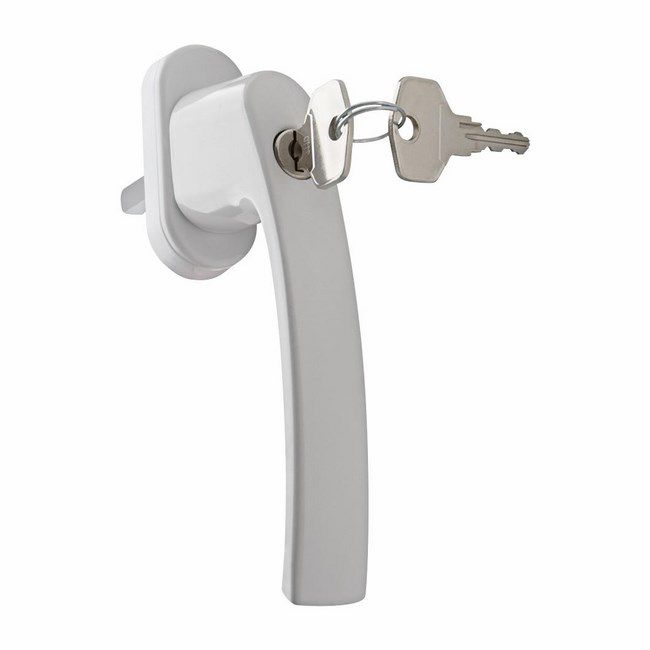 Klamka okienna Pluton na klucz biała