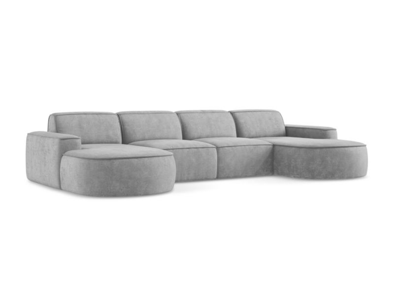 Sofa modułowa panoramiczna LaMiaSofa MELISSA z tkaniny szenilowej 364x166 cm jasny szary 1 szt.