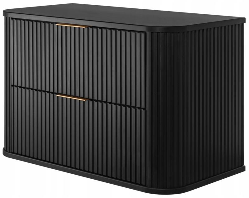 Szafka pod umywalkę Furnidea 80 cm wisząca czarna ryflowana szuflady GLAMOUR 1 szt.