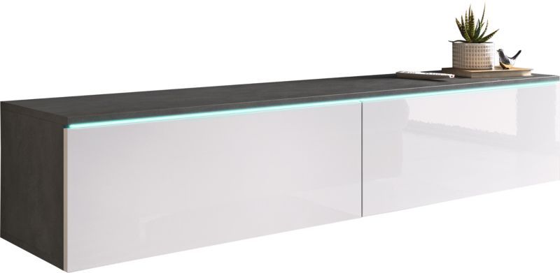 Szafka RTV MINIO go for it DONNA 140 cm matera/biały połysk ,1 szt.