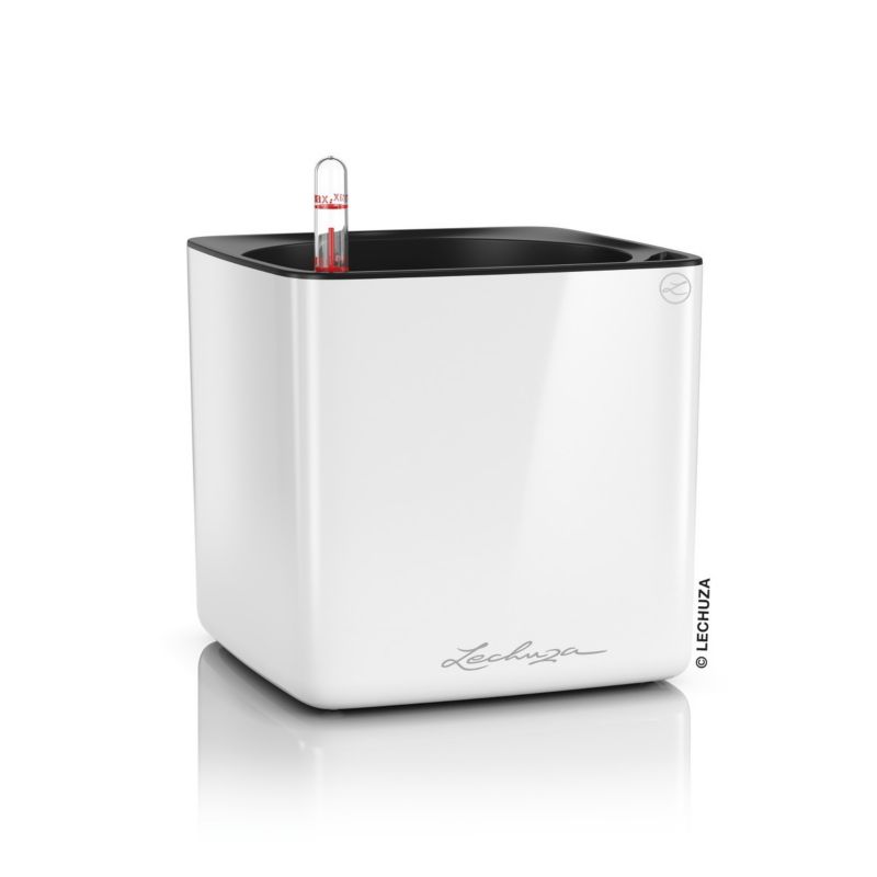 Doniczka Lechuza Do Domu Ogrodu CUBE Glossy 14 Biały Połysk 1 szt