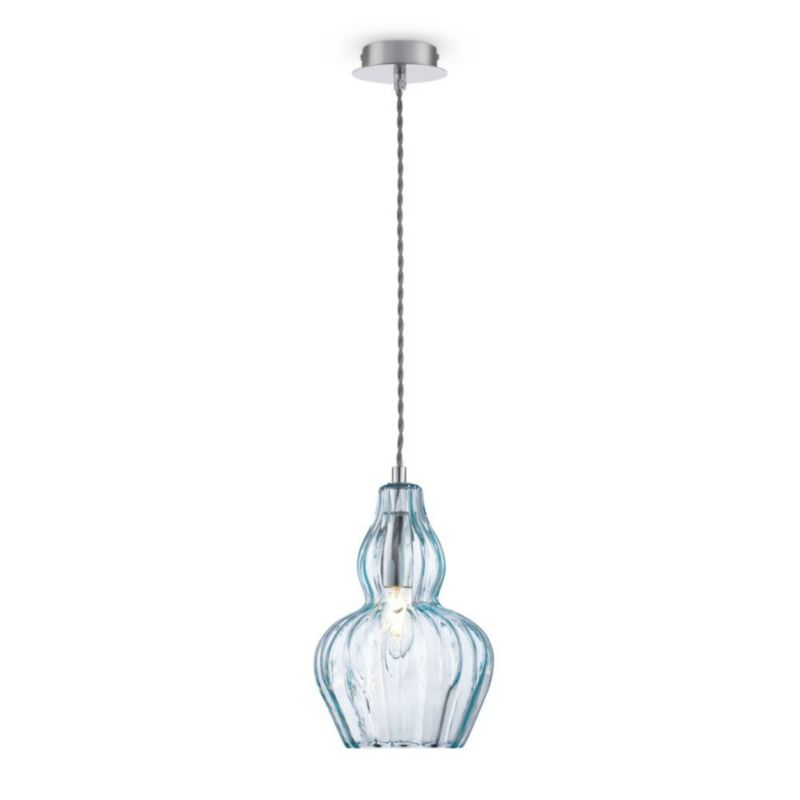 Lampa wisząca Maytoni Eustoma niklowo-niebieska dekoracyjna szklana 1xE14 x 40W 1 szt.