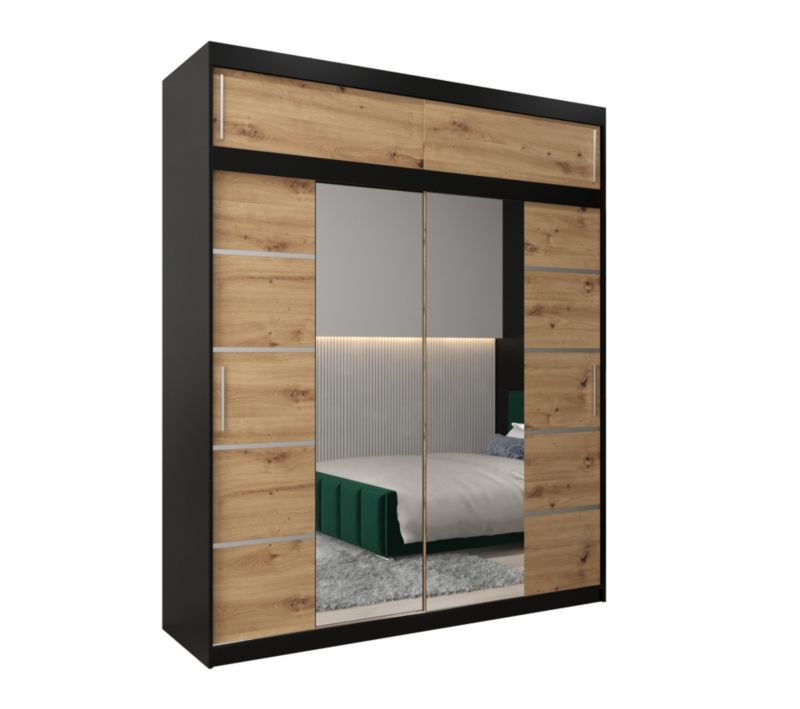 Szafa przesuwna Abiks Verona 4 200 czarny + artisan z nadstawką 1 szt.