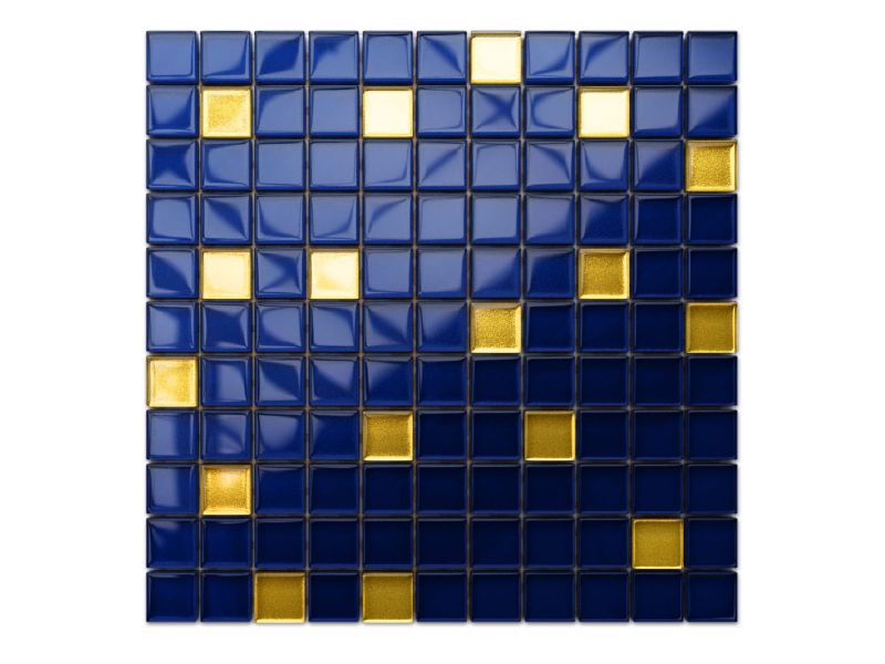 Mozaika szklana Ilcom niebieska kobalt złota sapphire 30x30cm 1 szt.